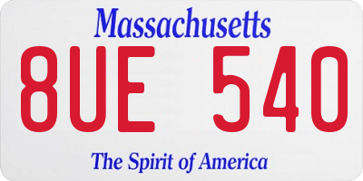 MA license plate 8UE540