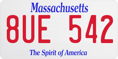 MA license plate 8UE542