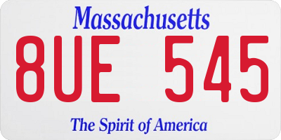 MA license plate 8UE545