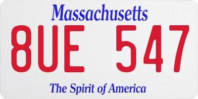 MA license plate 8UE547