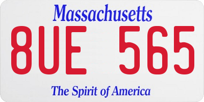 MA license plate 8UE565
