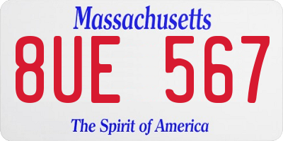 MA license plate 8UE567