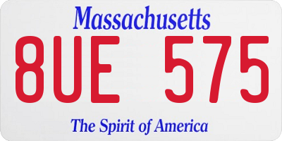 MA license plate 8UE575