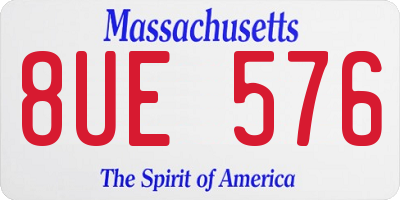 MA license plate 8UE576