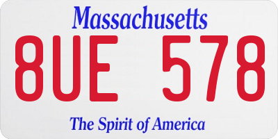MA license plate 8UE578