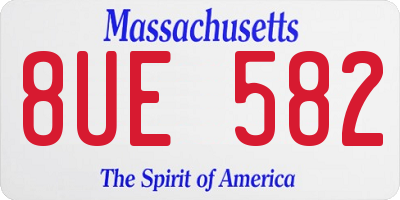 MA license plate 8UE582