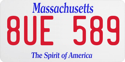MA license plate 8UE589