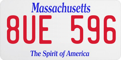 MA license plate 8UE596
