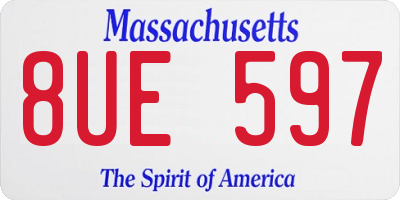 MA license plate 8UE597