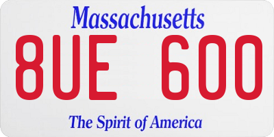 MA license plate 8UE600