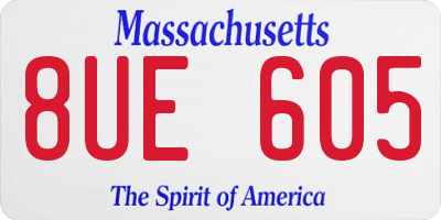 MA license plate 8UE605