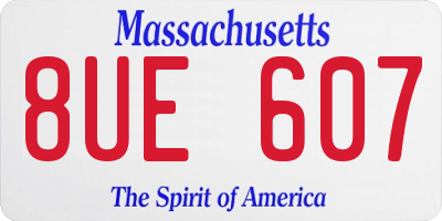 MA license plate 8UE607