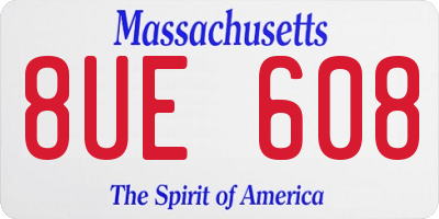 MA license plate 8UE608