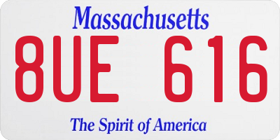 MA license plate 8UE616