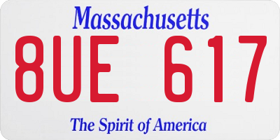 MA license plate 8UE617