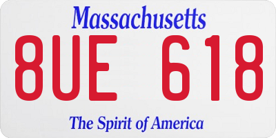 MA license plate 8UE618