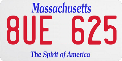 MA license plate 8UE625