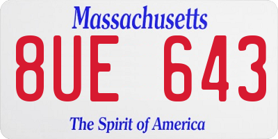 MA license plate 8UE643