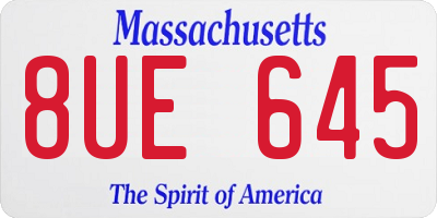 MA license plate 8UE645