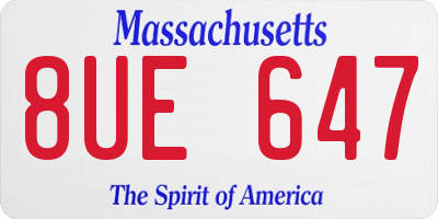 MA license plate 8UE647