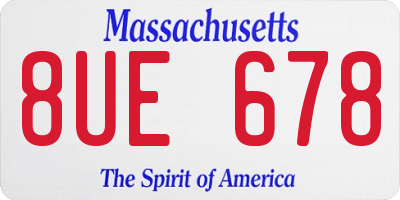 MA license plate 8UE678