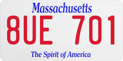 MA license plate 8UE701