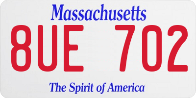 MA license plate 8UE702