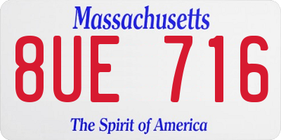 MA license plate 8UE716