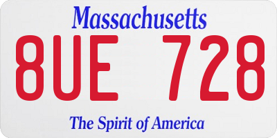 MA license plate 8UE728