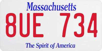 MA license plate 8UE734