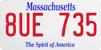 MA license plate 8UE735
