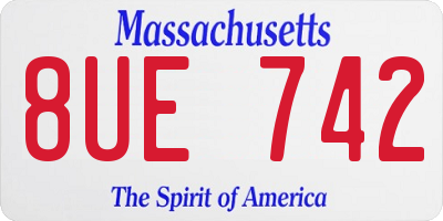 MA license plate 8UE742