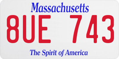 MA license plate 8UE743
