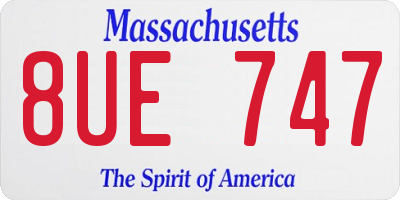 MA license plate 8UE747