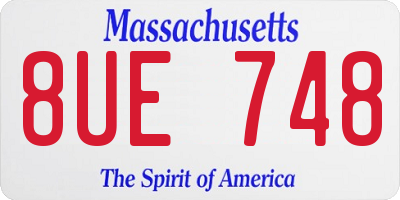 MA license plate 8UE748