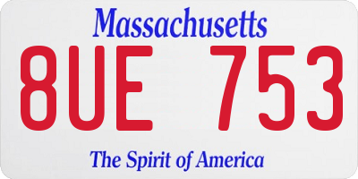 MA license plate 8UE753