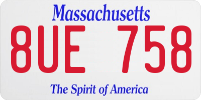 MA license plate 8UE758