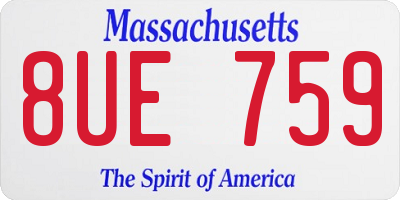MA license plate 8UE759
