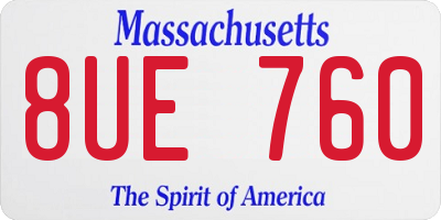 MA license plate 8UE760