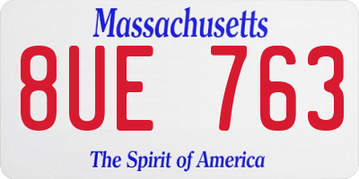 MA license plate 8UE763