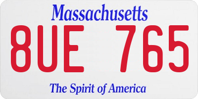 MA license plate 8UE765