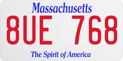 MA license plate 8UE768