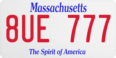MA license plate 8UE777