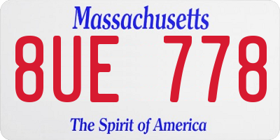 MA license plate 8UE778