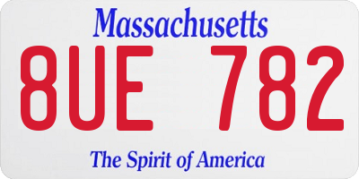 MA license plate 8UE782