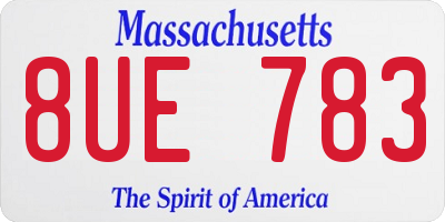 MA license plate 8UE783