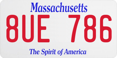 MA license plate 8UE786