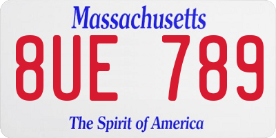 MA license plate 8UE789