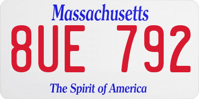 MA license plate 8UE792