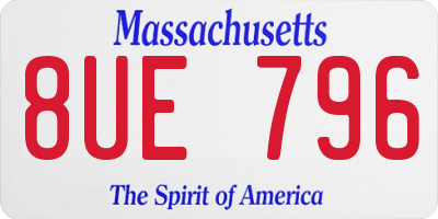 MA license plate 8UE796